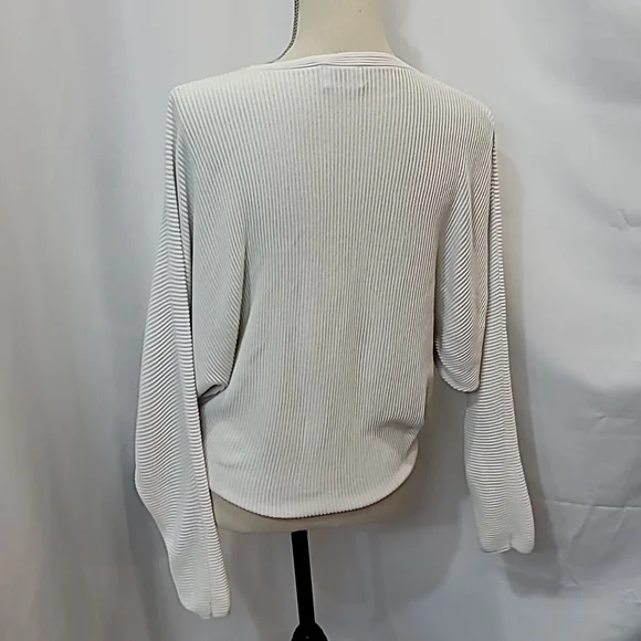 WILFRED Ribbed Viscose Linen Blend Parachute Drop Shoulder Top Blouse - Picture 6 of 9